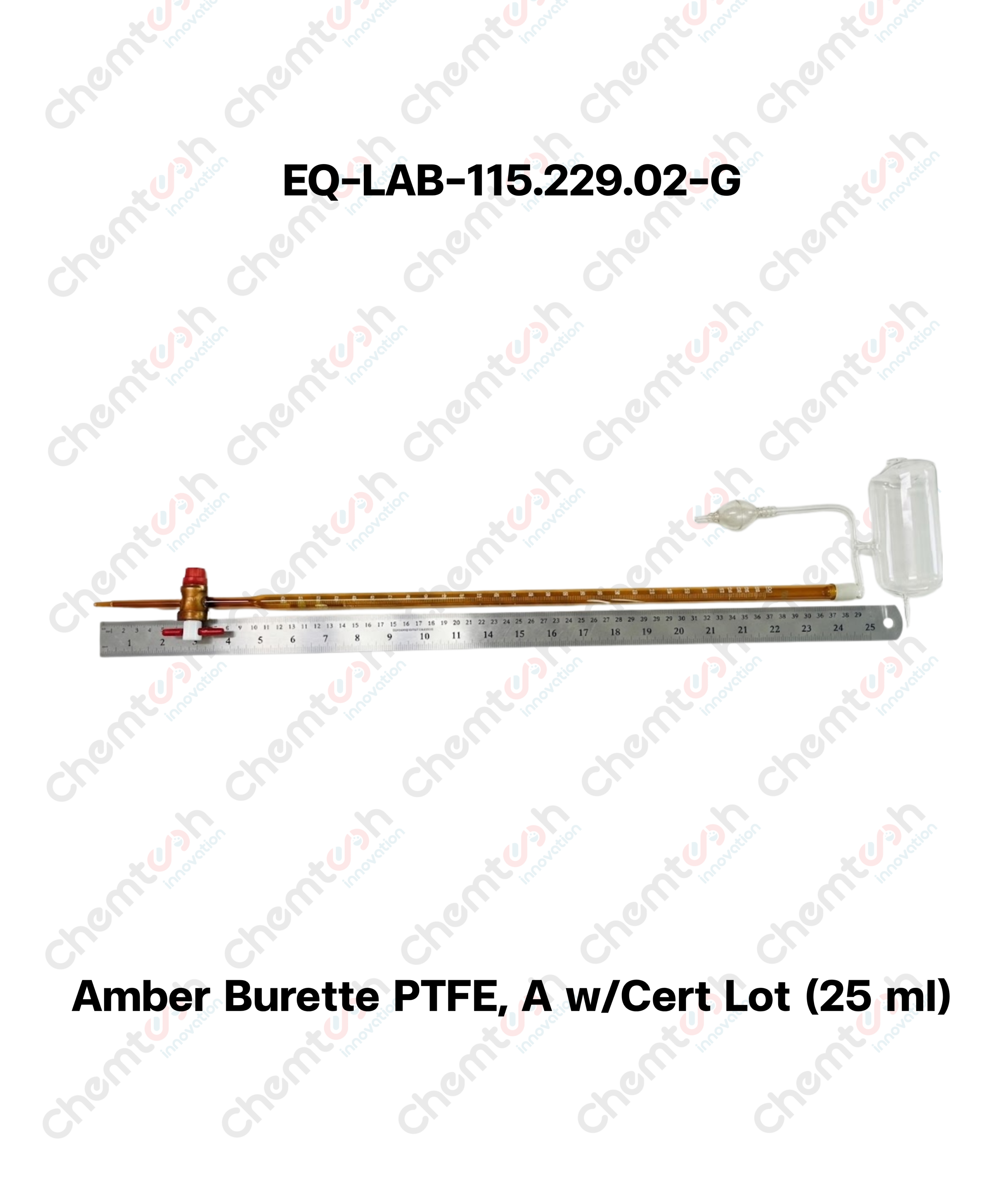 Amber Burette PTFE, A w/Cert Lot (25 ml)