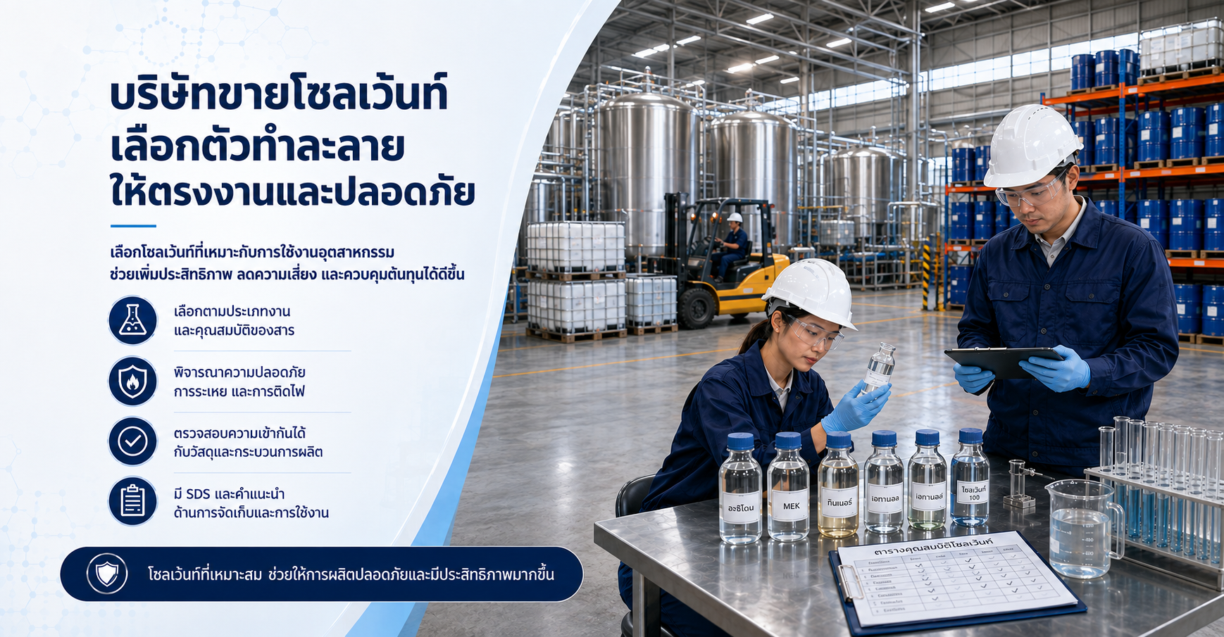 บริษัทขายโซลเว้นท์ เลือกตัวทำละลายให้ตรงงานและปลอดภัย